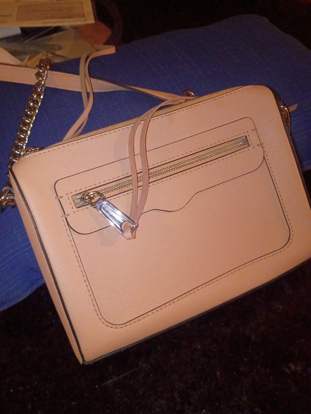 Chic Blush Crossbody Bag with Chain Strap